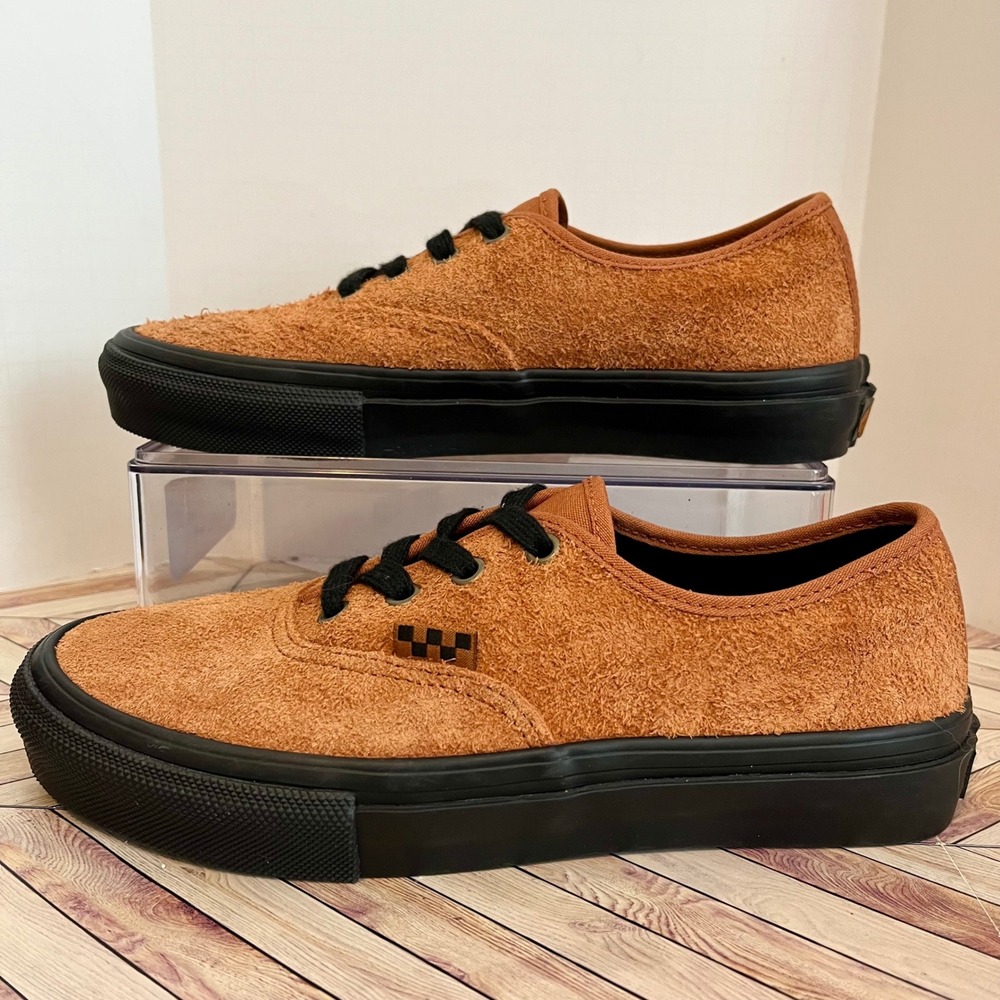 Vans Skate Authentic Hairy Suede Sneakers‎ Mens 6 EU 38 Rust Brown Black Low Top